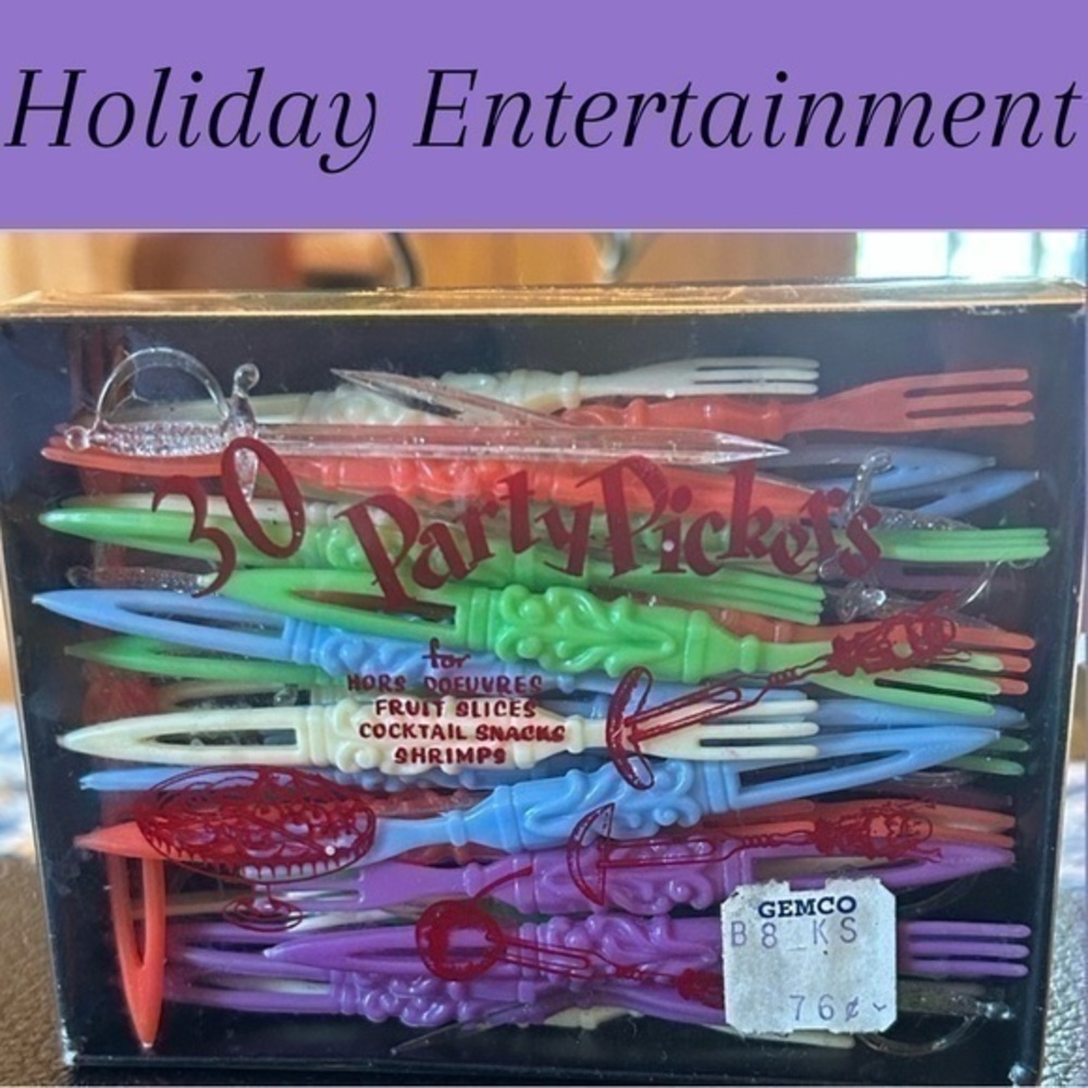 Mid Century Hors d'oeuvre Plastic Forks Holiday Entertainment 🍤🫒🧀